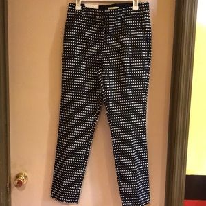 Black and white checked ankle pants